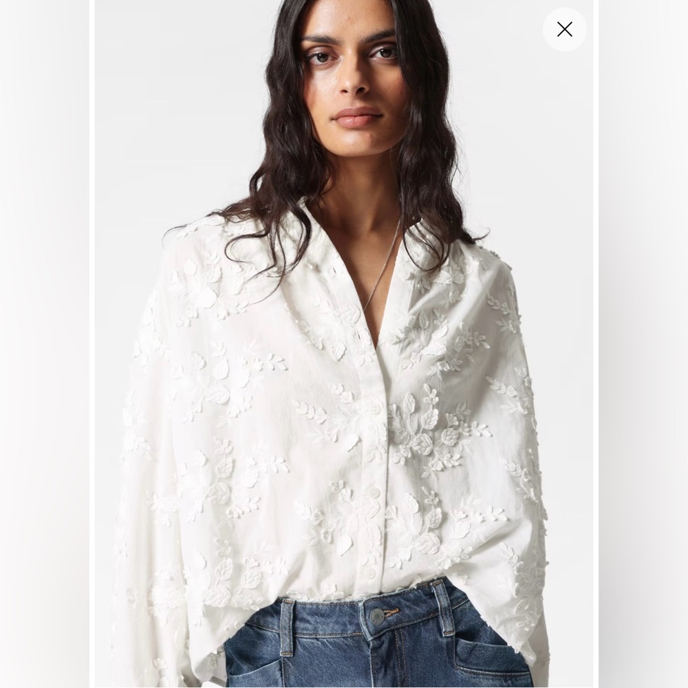 NWT & Other Stories Voluminous Floral-Appliqué Blouse